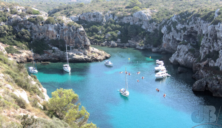 Our first view of Cales Coves from the clifftop hike!