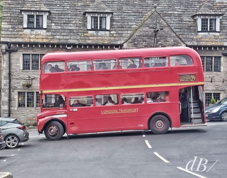 Routemaster bus in Corfe Castle