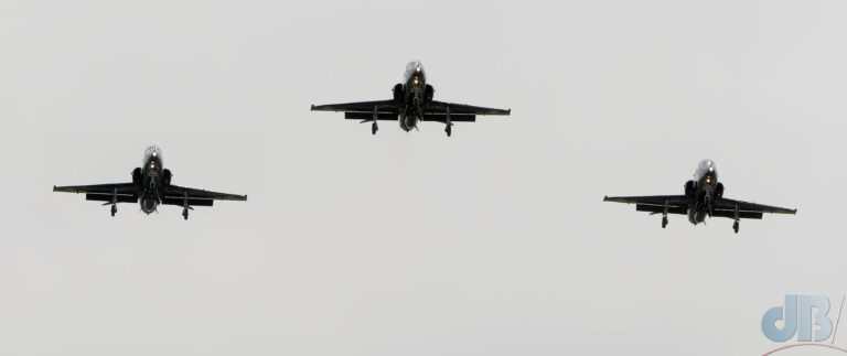 Three BAe Systems Hawk 128 T.2 coming into land at RAF Valley