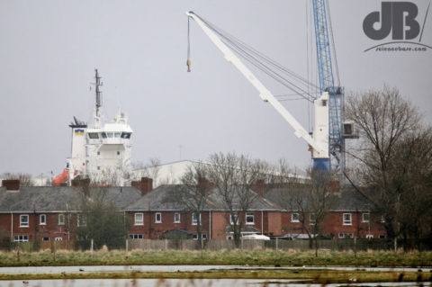 Saltholme crane and houses