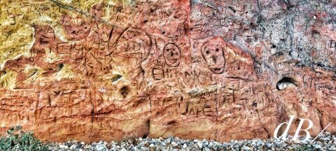 Cliff carvings, Knoll Beach, Studland