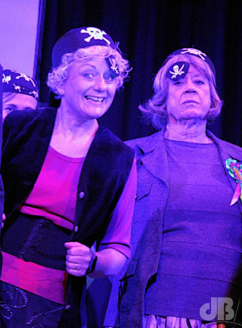 Tricia Bradley as Mrs Battersby (left) and Helen McCallum as WI member