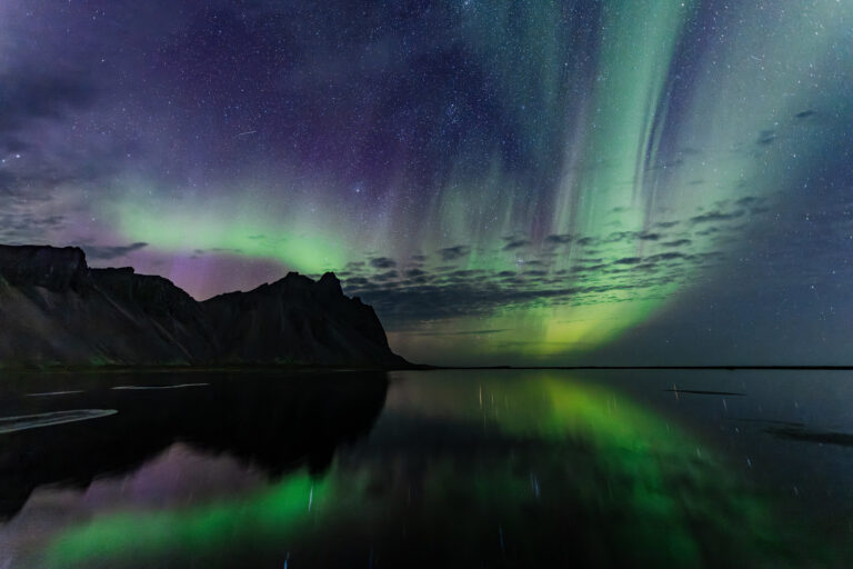 Aurora borealis at Vestrahorn, Southern Iceland by German photographer Simaron