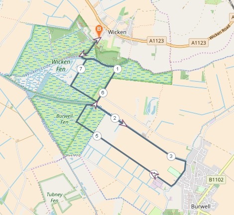 Walking route Wicken to Burwell