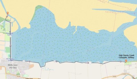 Stiffkey campsite to Wells and the pine woods, 10 miles there and back